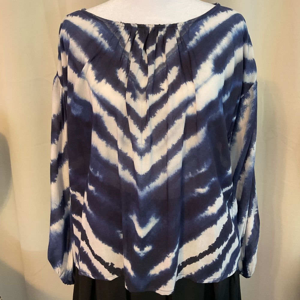 Blue and White Tie-Dye Women's Blouse from Anthropologie